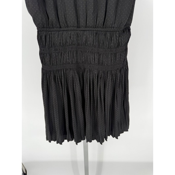 Allison Joy Black Dress Womens Medium V Neck Sleeveless Pleated Smocked - Picture 6 of 9